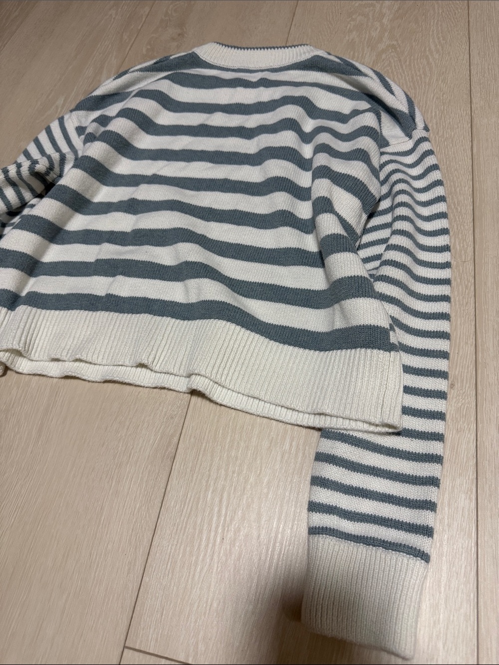 Marine Layer Cream and Sage Striped Crewneck Sweater - Picture 9 of 9